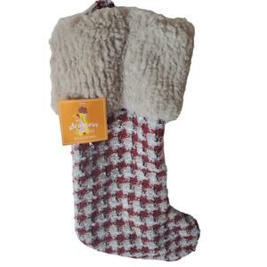Southern Charm  Plaid Faux Fur Christmas Stocking, NWT